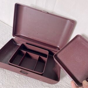 Vintage Tupperware Tuppercraft Brown Purple Personal Valet Travel Case Organizer